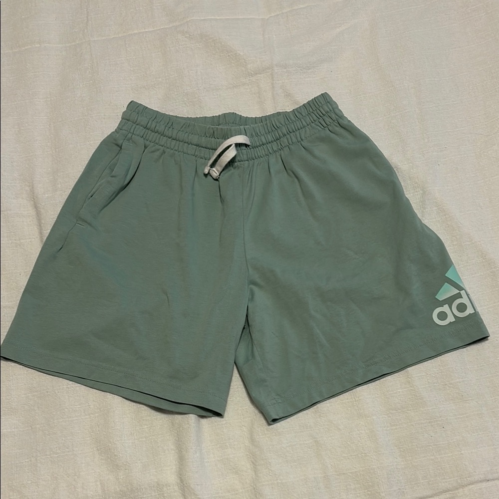 Adidas Green Athletic Shorts with Elastic Waistband